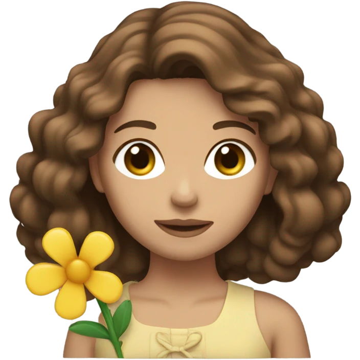 Brown hair model flower  emoji