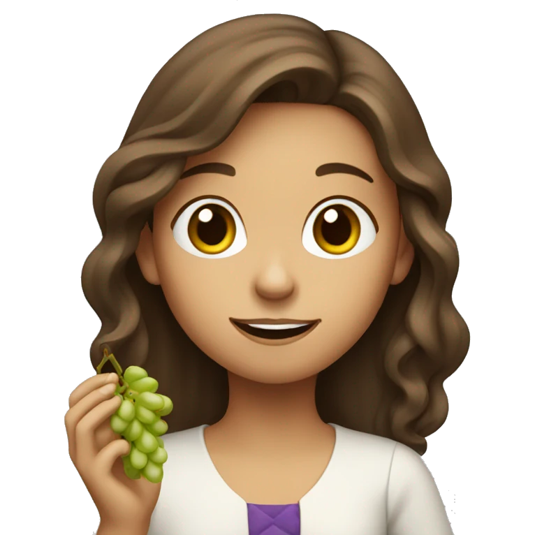 girl with brown hair  eating grapes  emoji