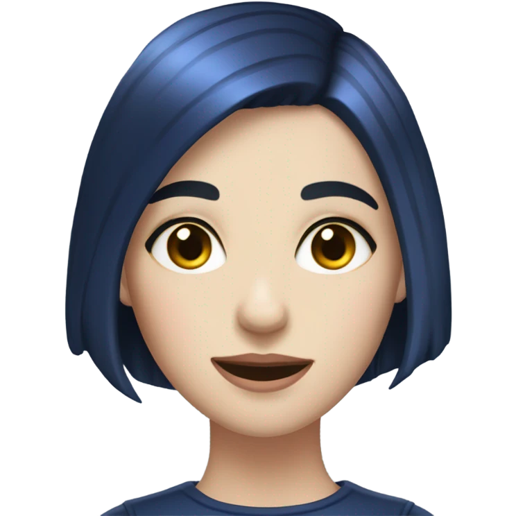 Girl with navy blue pixie hair cut and red eyes and pale skin emoji