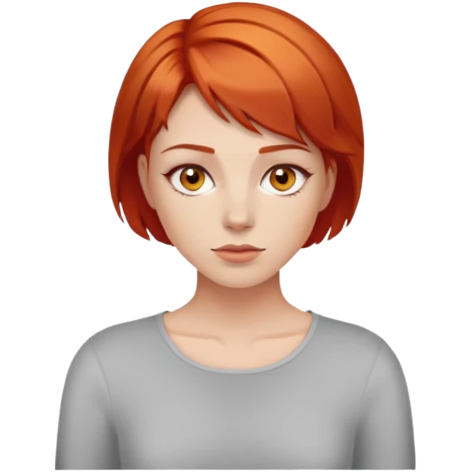 Femme rousse au cheveux courts avec les yeux ambrée  emoji