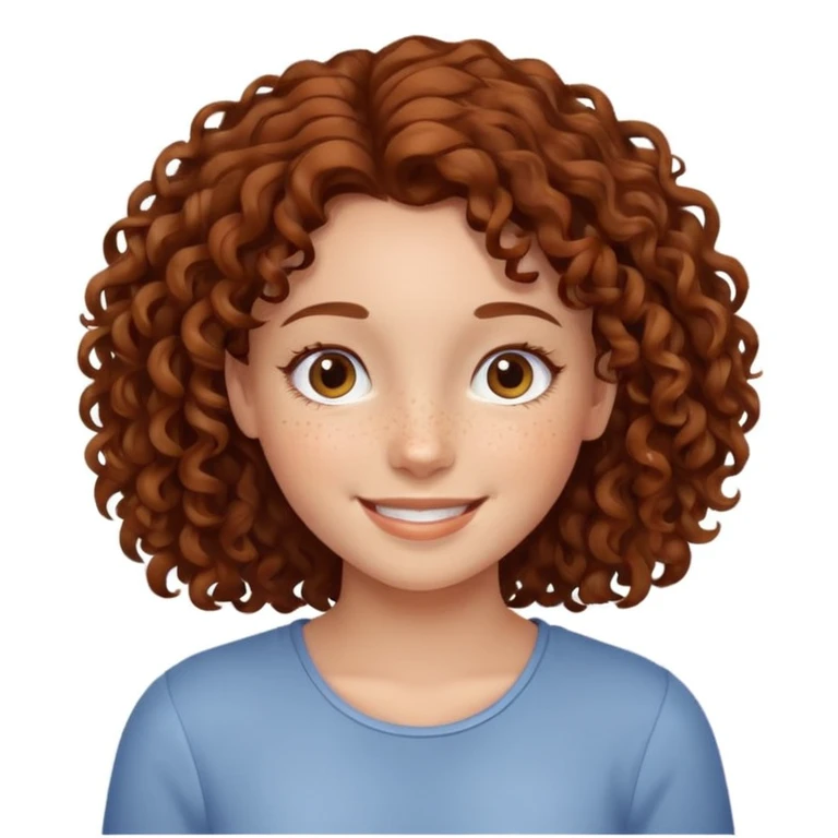 girl with brown curly hair and freckles emoji