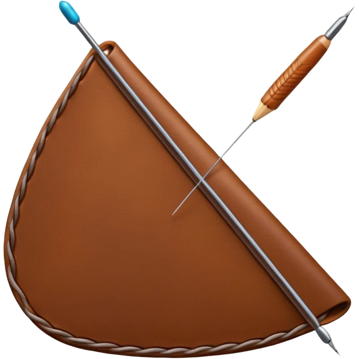 a string and a needle going through a piece of leather, clear depiction emoji