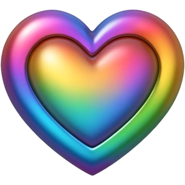 heart with a metallic rainbow finish emoji