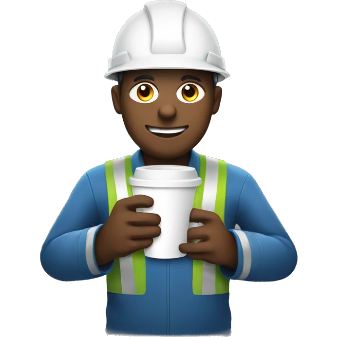  engineer with helmet holds coffee emoji