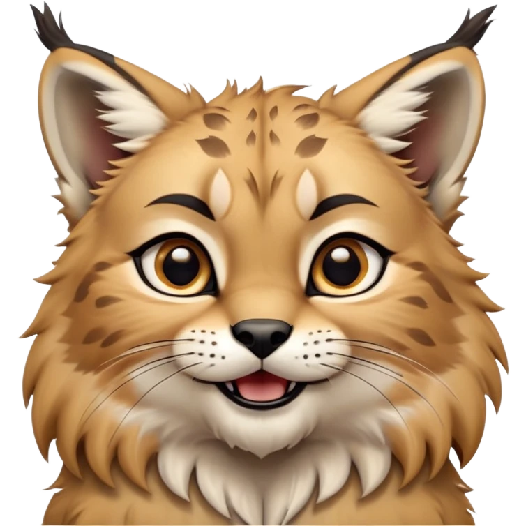 Cinematic-realistic cute-Lynx-Portrait-Emoji – Head tilted dramatically with an exaggeratedly amused expression, featuring a thick, tufted golden-brown coat with striking black ear tufts, wide, expressive amber eyes filled with playful disbelief zoomed out to show shoulders and fluffy paws emoji
