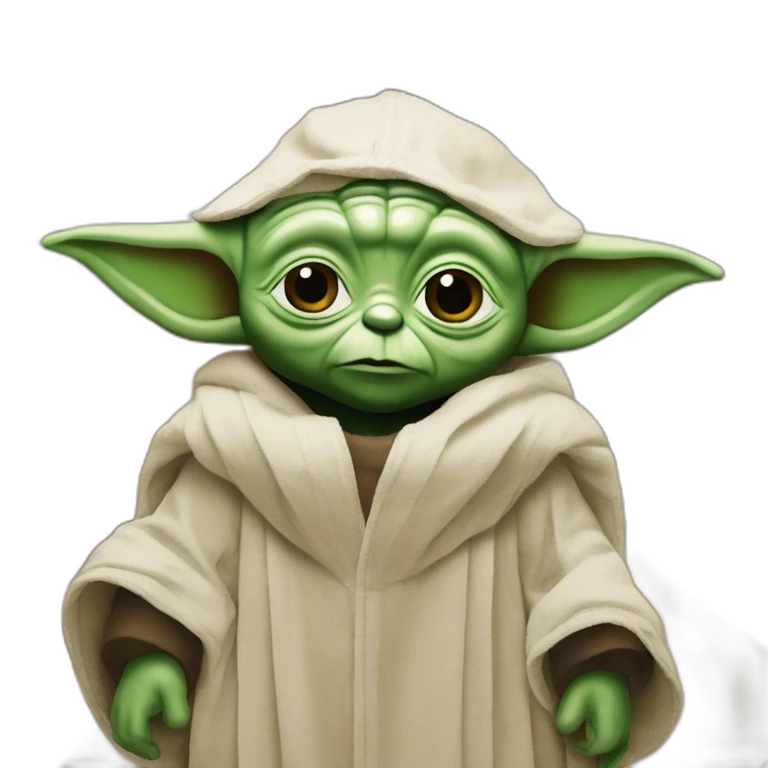 Yoda con uniforme de la tienda IKEA de pie emoji
