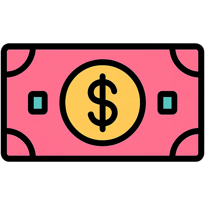 pink cash icon with color outline emoji
