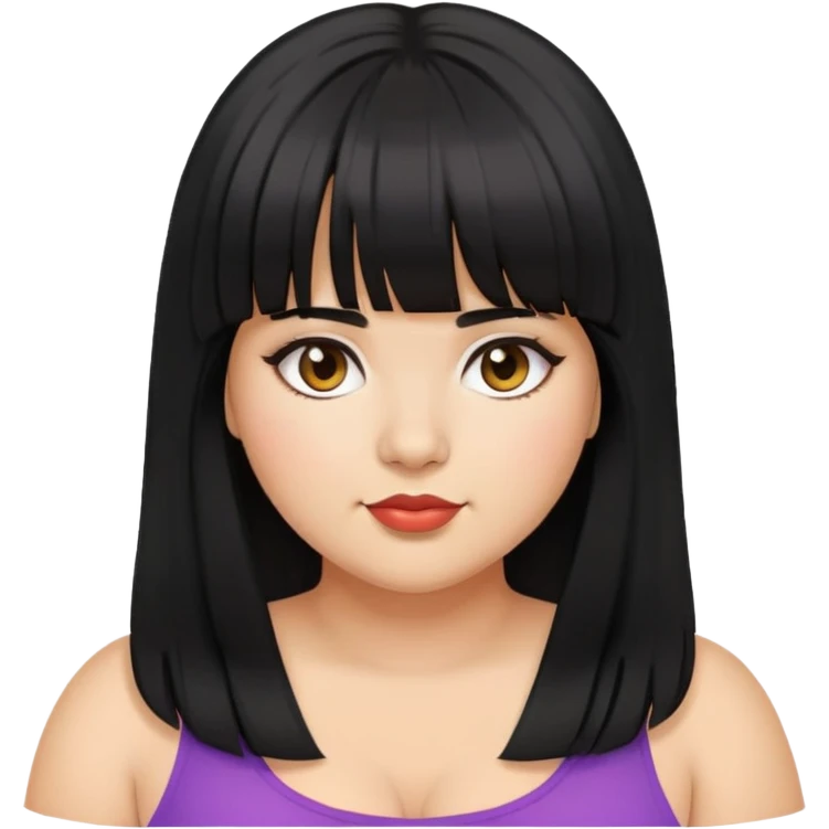 Latina girl with bangs black long hair plus size with fair flip emoji
