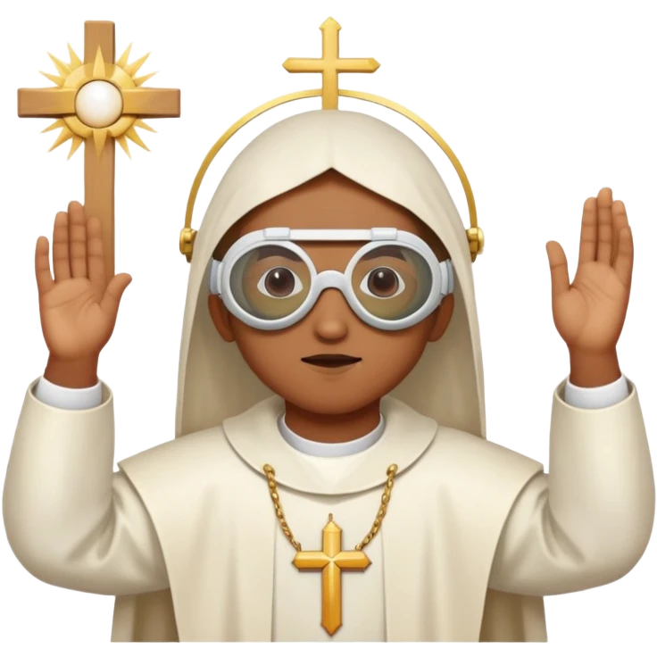 a piece of the Eucharist at church animated as a person that has clout on and looks super cool emoji