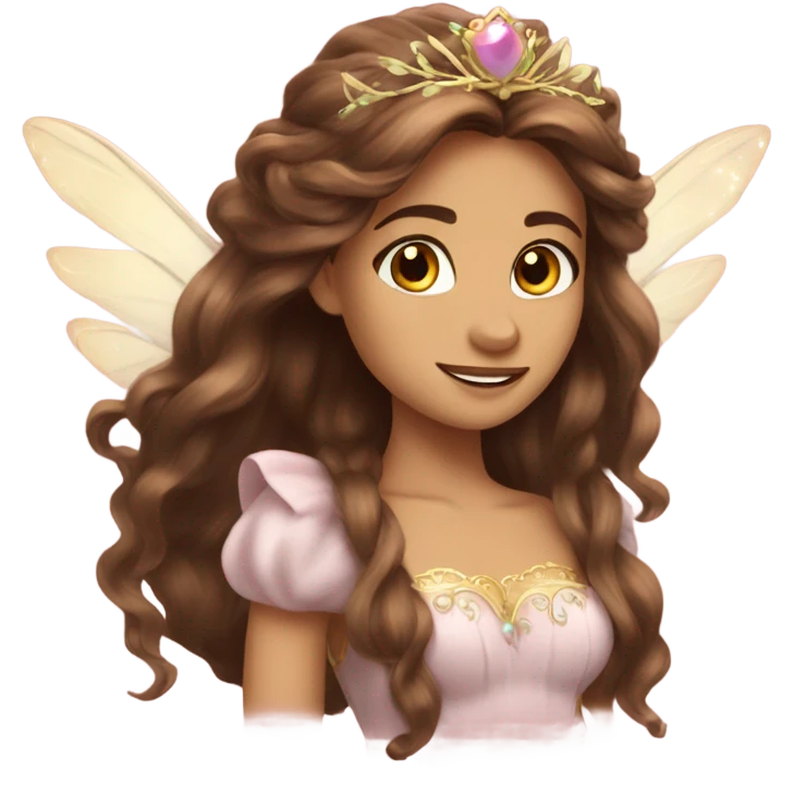 Brown long hair  ery beautiful fairy princess emoji