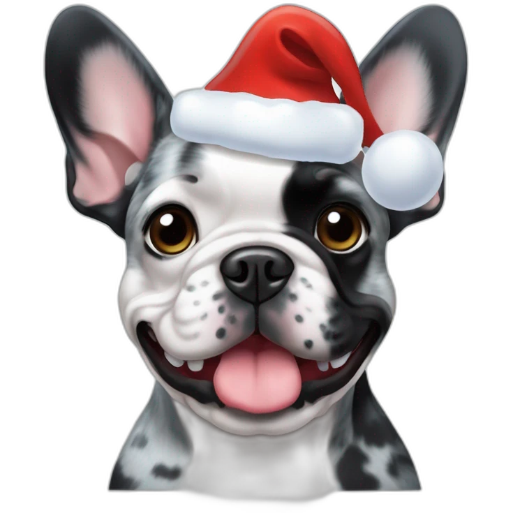 blue merle frenchie christmas hat emoji