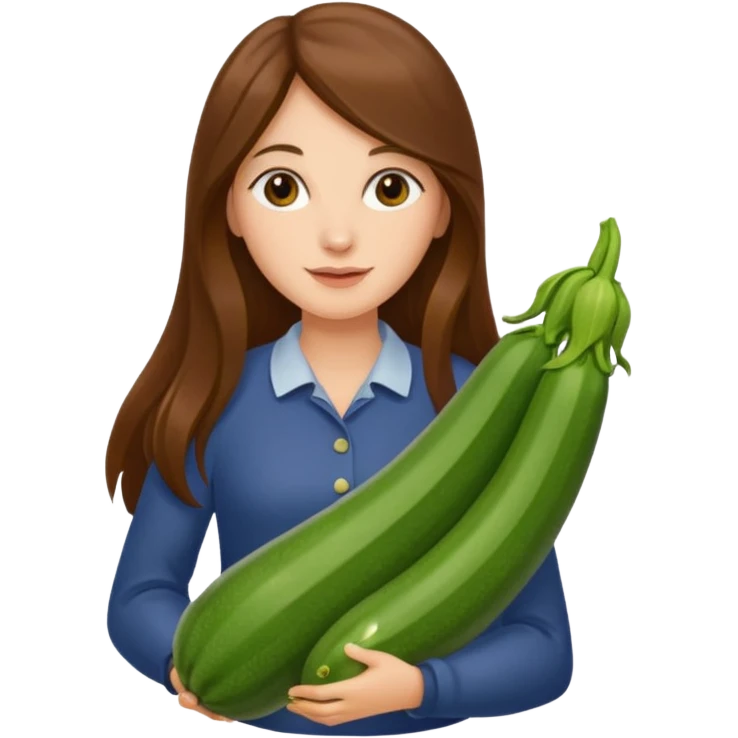 peppermint with long hair carrying a zucchini emoji