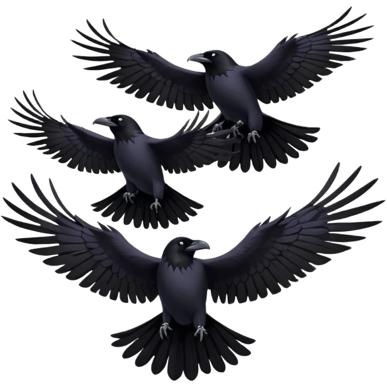 group of ravens in flight emoji