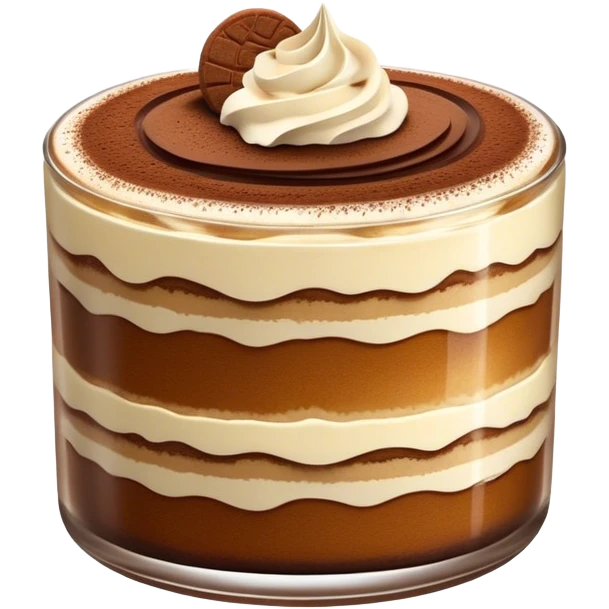 Cinematic Realistic Tiramisu Dessert Emoji, featuring layers of coffee‚Äêsoaked ladyfingers and mascarpone cream dusted with cocoa rendered with delicate textures and warm, inviting lighting. emoji