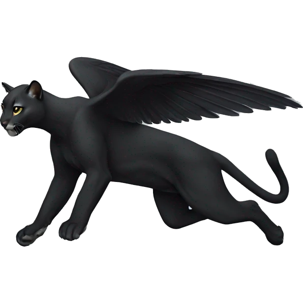 winged black puma flying emoji