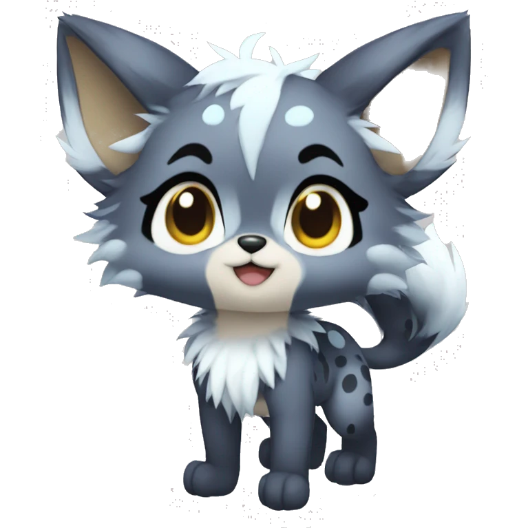 shiny, spotted, Kemono-style, Chibi, Anthro-Fur-Sona-Fakémon, Full Body emoji