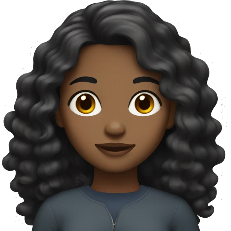 Girl with medium dark skin and wavy black hair emoji