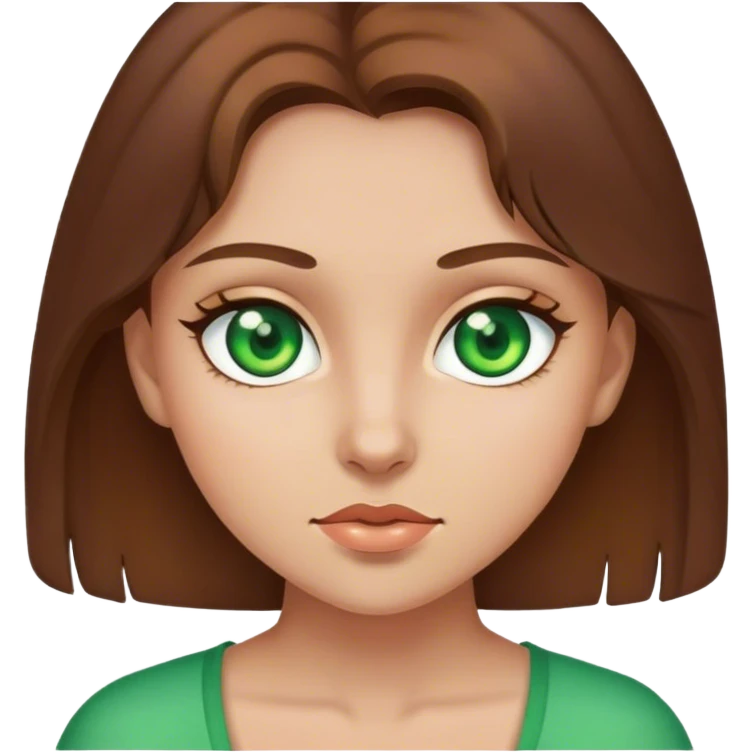 brown haired girl light skin green eyes emoji