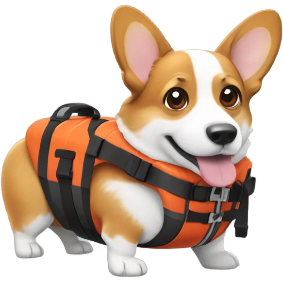 Old corgi wearing a life jacket  emoji