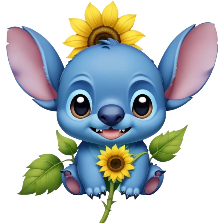 Stitch from lilo and stitch with sunflower emoji