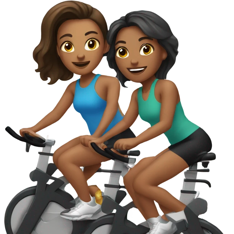 Two fair skin girls at spin class emoji