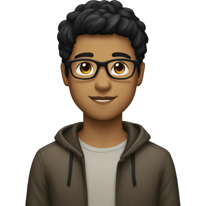 ligth Brown boy, straight black hair, dark eyes, glasses emoji