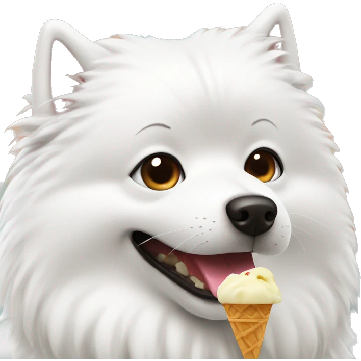 japanese spitz dog eating icecream emoji