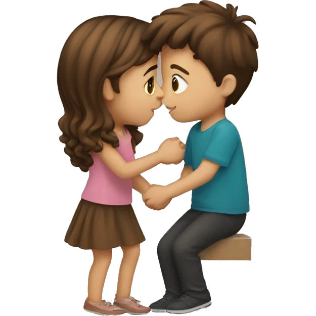 brown hair girl kissing a brown hair boy emoji