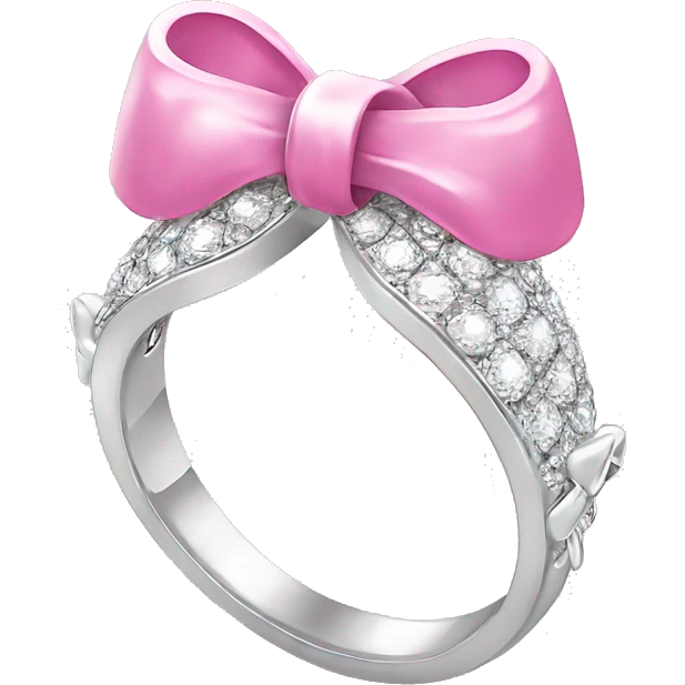 Silver diamond ring with a bow in pink ￼ emoji