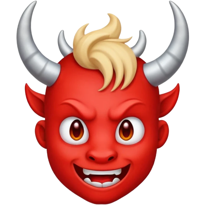 red devil with horns and mischievous expression, simple apple style emoji emoji