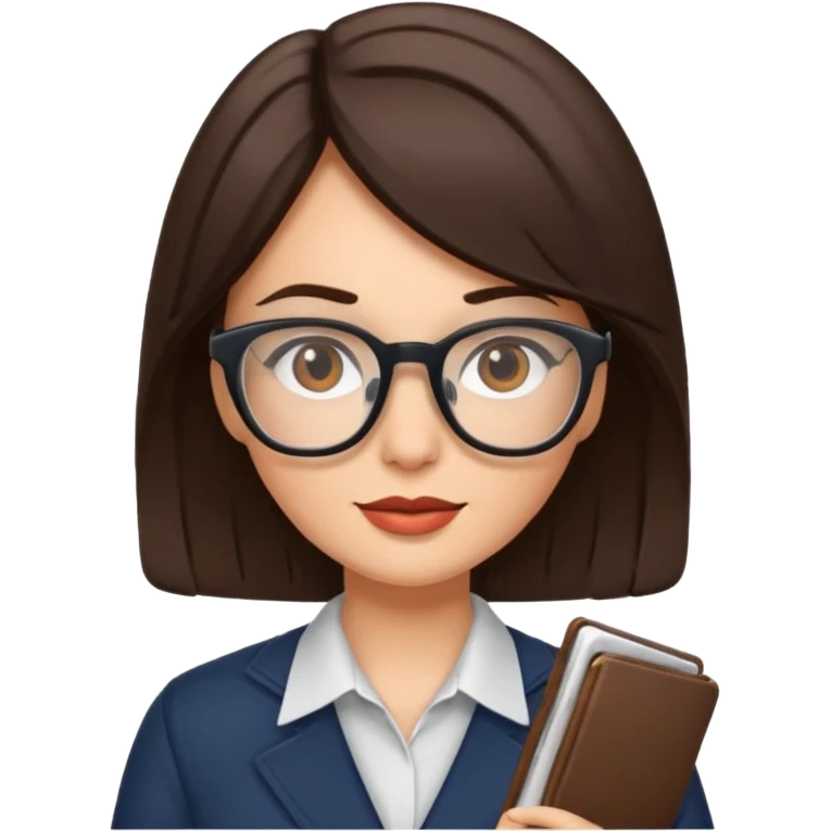 journalist brunette woman with glasses emoji