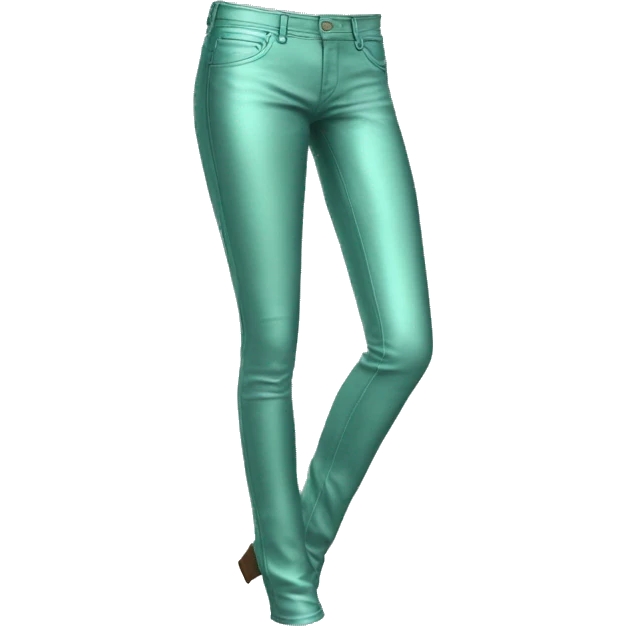Realistic isolated side view of a metallic mint green jegging pants. emoji