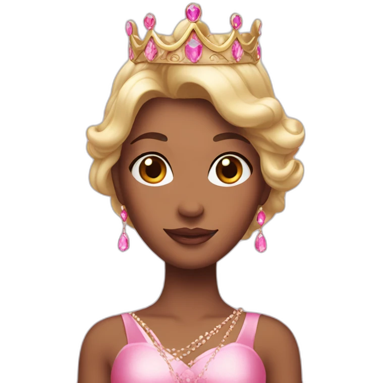 princess with crown and pink princess dress showing pink nails emoji