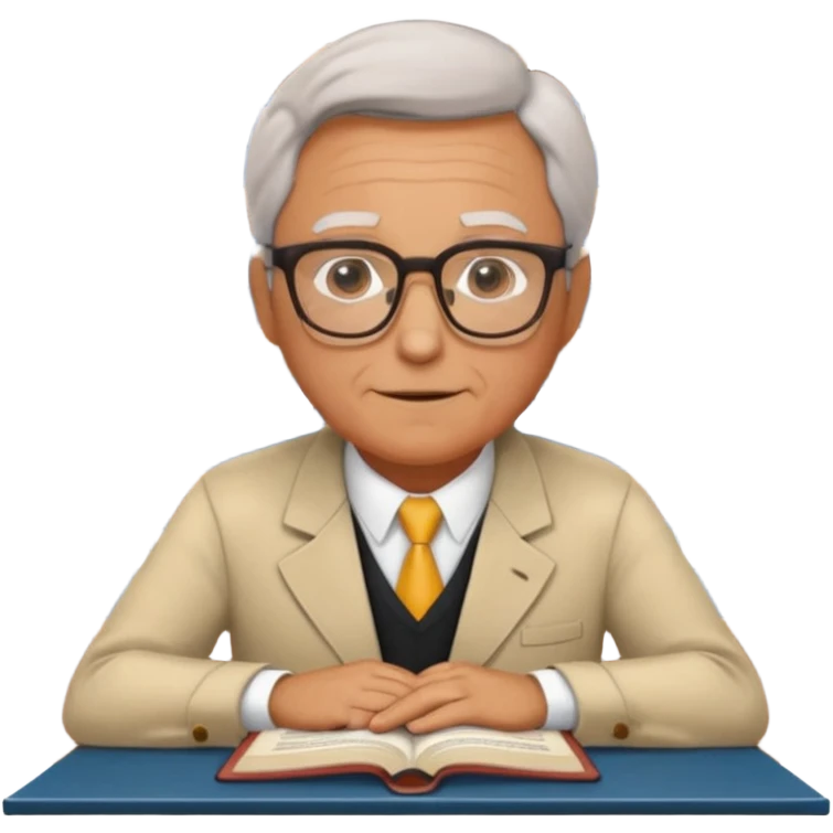 old male Librarian in foreign countries with glasses and librarian uniform sitting in library infront of bookshelf emoji