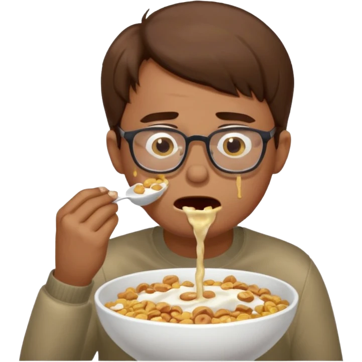 Vomit cereal man eat milk and cereal  and vomit sexy vomit crying man vomit brown hair glasses  emoji