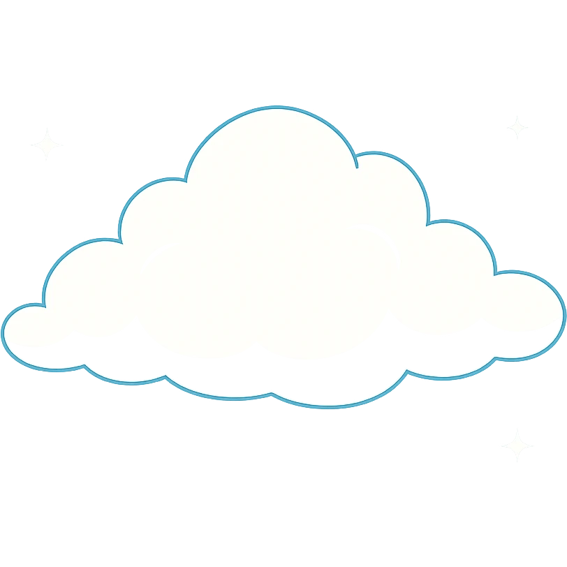 A fluffy cloud floating in a clear sky, simple and soft with gentle curves and minimal details emoji