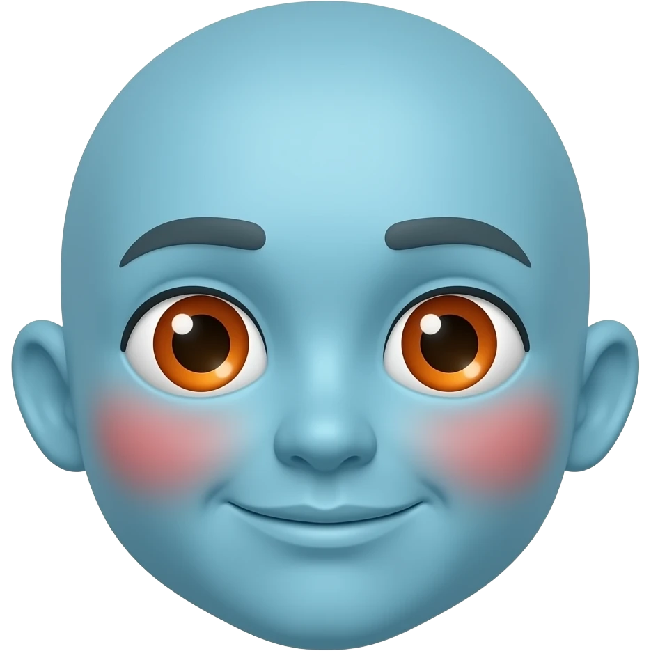 높은색상. 파란색 얼굴의 붉은색 홍조 큰 눈 오렌지색 동공 이모티콘 emoji