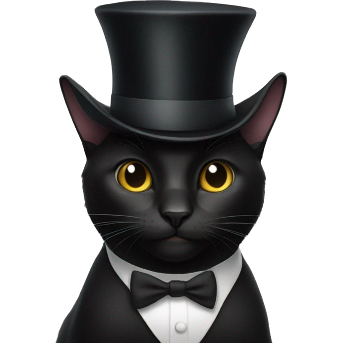 black cat wearing a top hat emoji