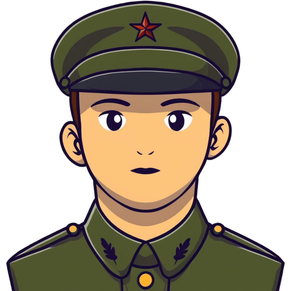 army soldier with formal military cap, front view portrait emoji