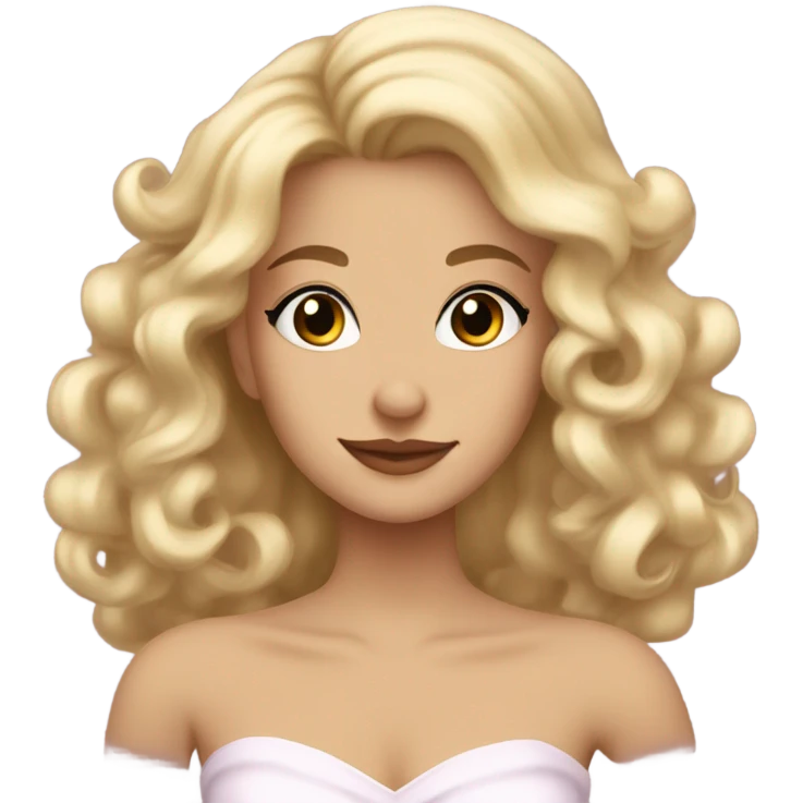 Pretty blonde princess, brown eyes, voluminous romantic ringlet curls emoji
