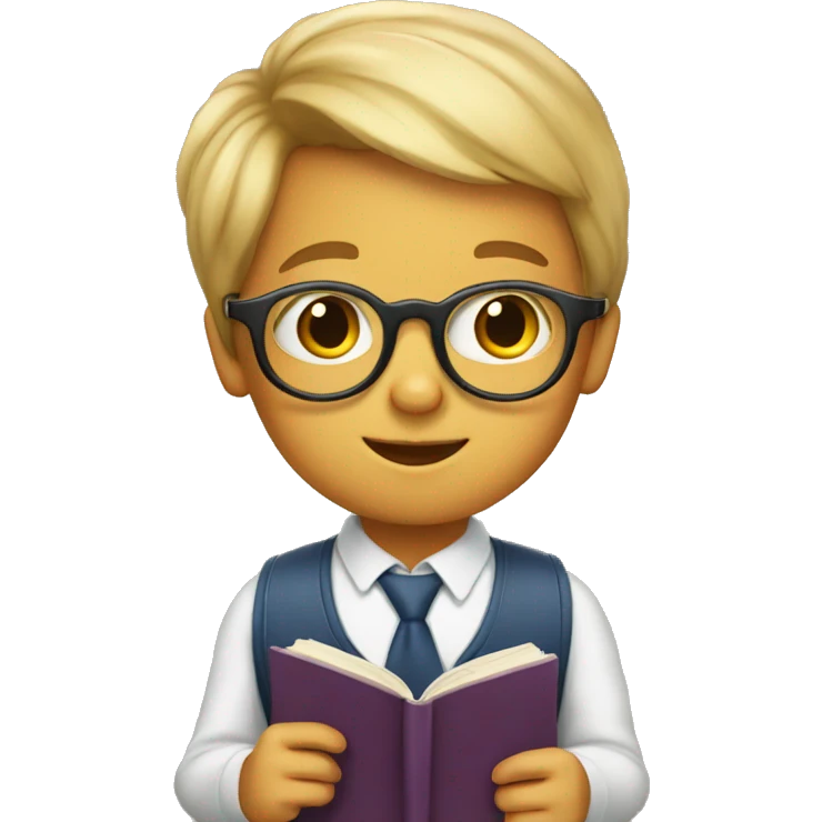 very smart child with glasses and a book emoji