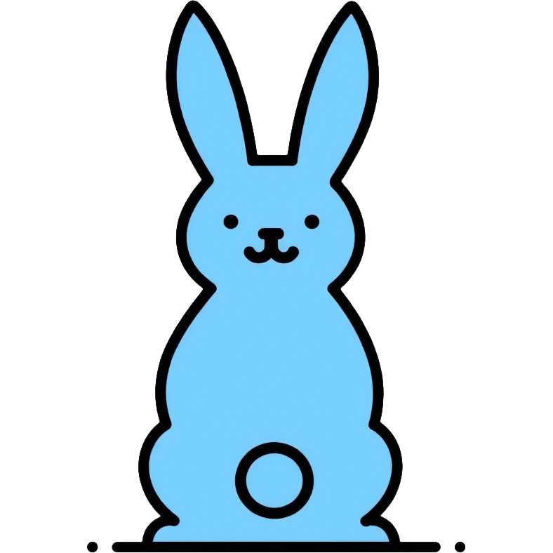 blue minimalist easter bunny, simple clean lines emoji