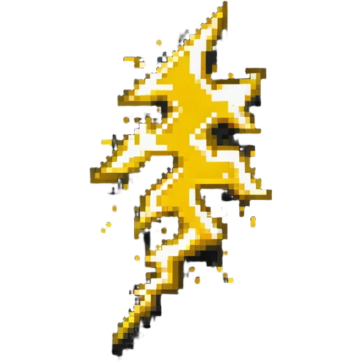 Speed power-up sprite, 64x64 pixels, bright yellow and gold lightning bolt symbol centered on tile, clean pixel edges, glowing effect, simple recognizable design that clearly communicates speed increase emoji