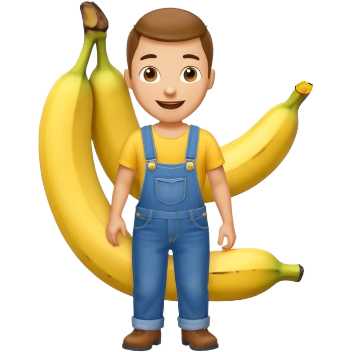 banana with eyes and blue jean overalls emoji