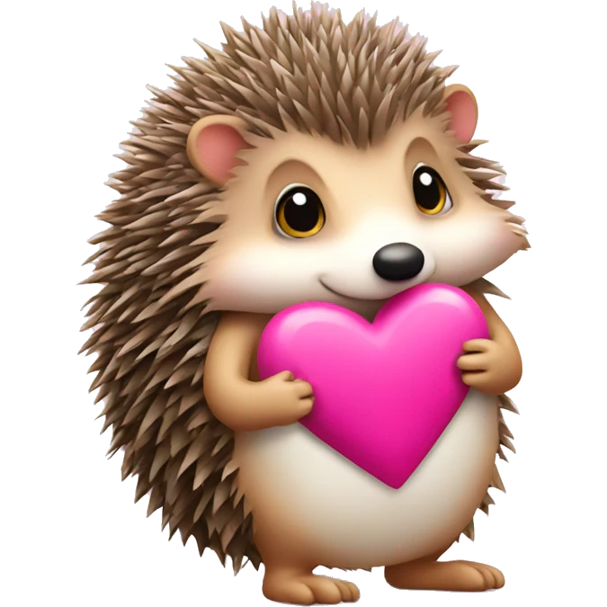 Hedgehog with a pink bow, holding a heart emoji