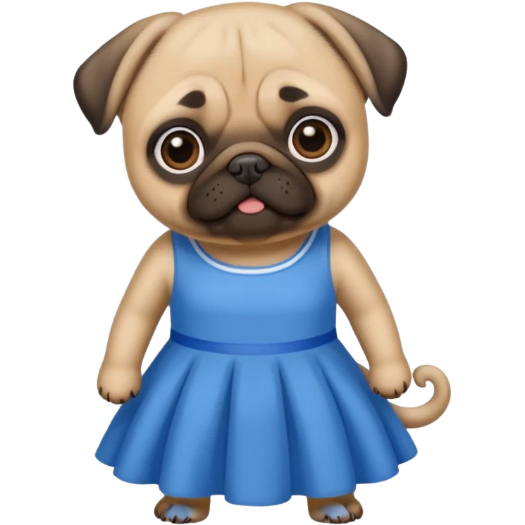 Pug realista com vestido azul emoji
