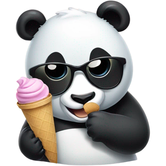 Panda eating ice cream with sunglasses emoji