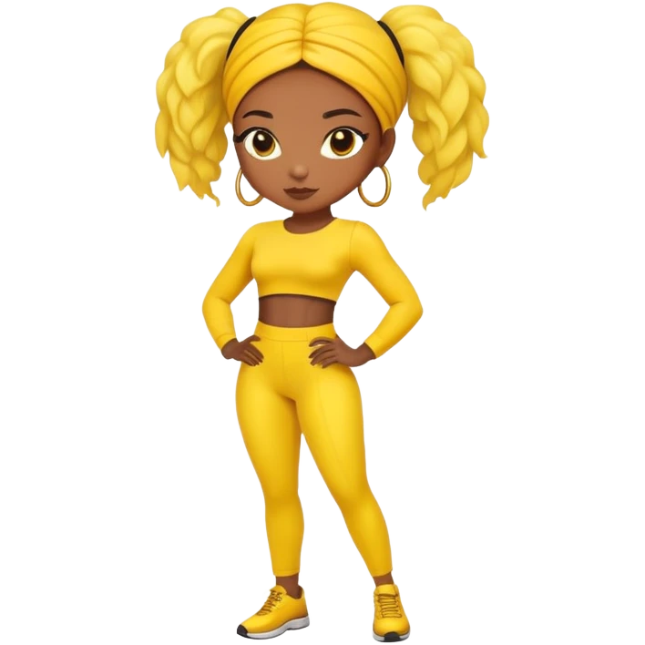 fille noir avec un ensemble collant jaune emoji