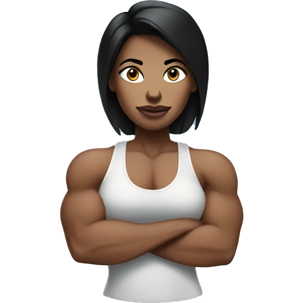 Muscle mommy with blue eyes and black hair emoji