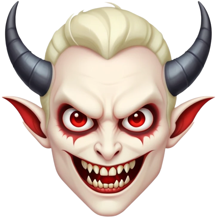 Vampire with curved horns and fangs emoji
